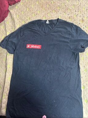 Men's Black V-Neck Logo T-Shirt